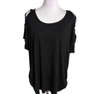 Urban Rose Black Cold Shoulder Blouse Elegant